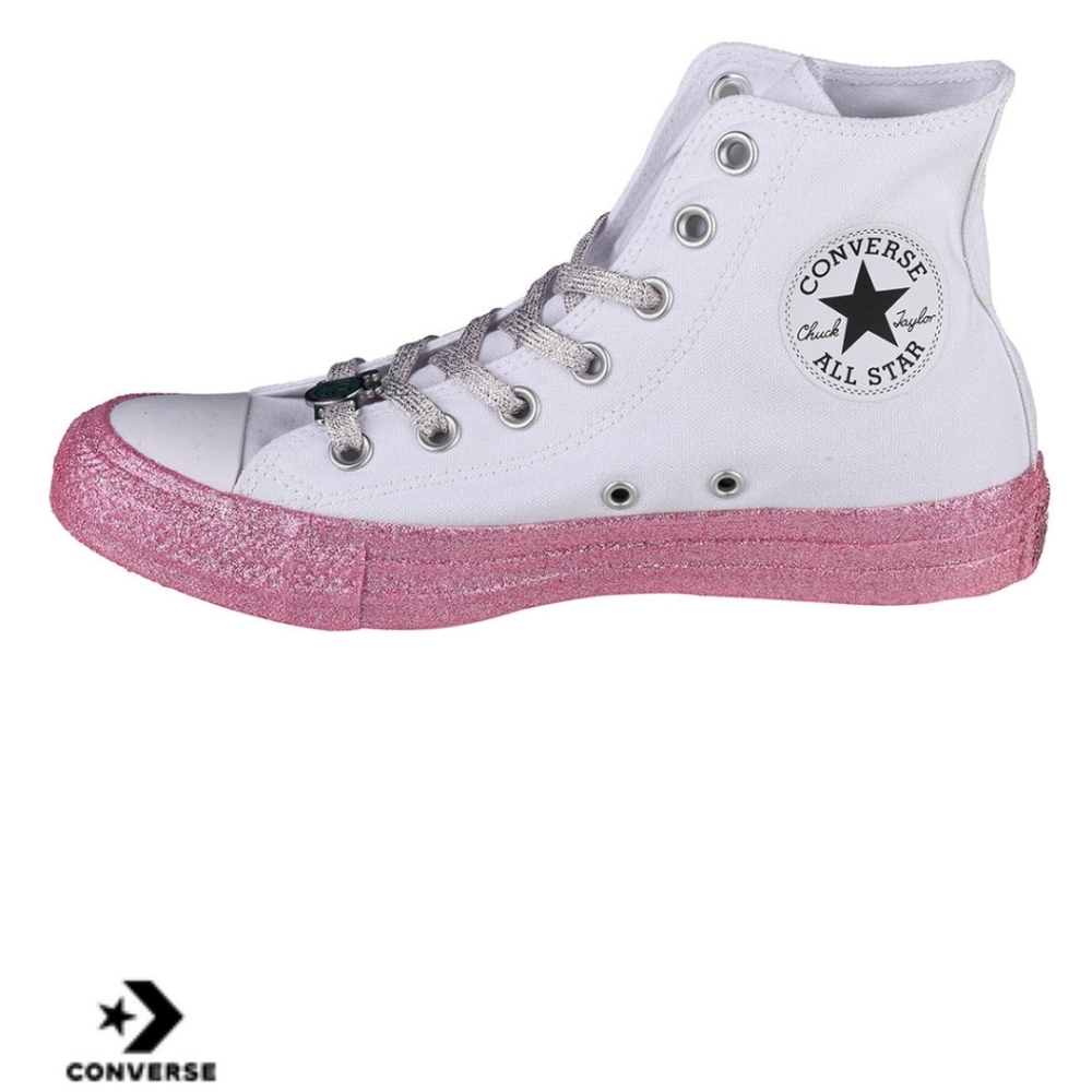 🍓Converse  White and Pink Sneakers